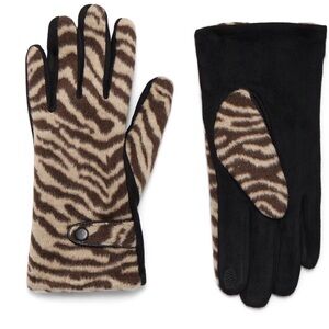 NWT Time and Tru Zebra Print Women's Gloves size large/XL brown black and beige